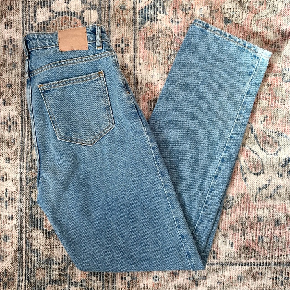 Zara Super High Rise Straight Leg Jeans